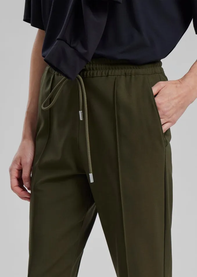 Women The Frankie Shop Bottoms JW Anderson Drawstring Waist Tailored Trousers Olive