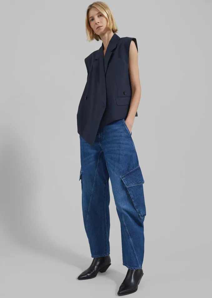Women The Frankie Shop Bottoms JW Anderson Twisted Cargo Jeans Blue