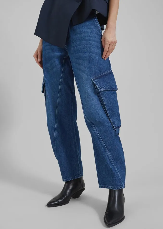 Women The Frankie Shop Bottoms JW Anderson Twisted Cargo Jeans Blue