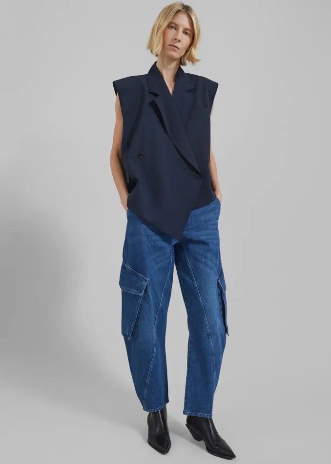 Women The Frankie Shop Bottoms JW Anderson Twisted Cargo Jeans Blue