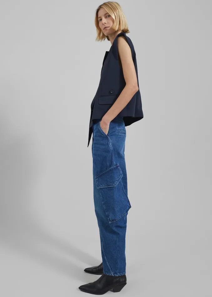 Women The Frankie Shop Bottoms JW Anderson Twisted Cargo Jeans Blue