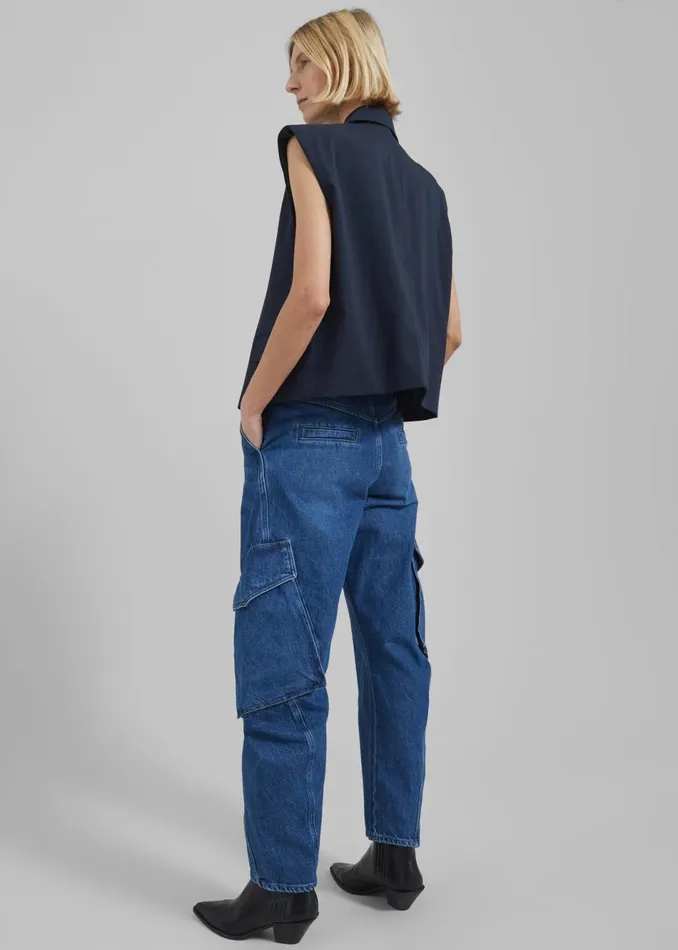 Women The Frankie Shop Bottoms JW Anderson Twisted Cargo Jeans Blue