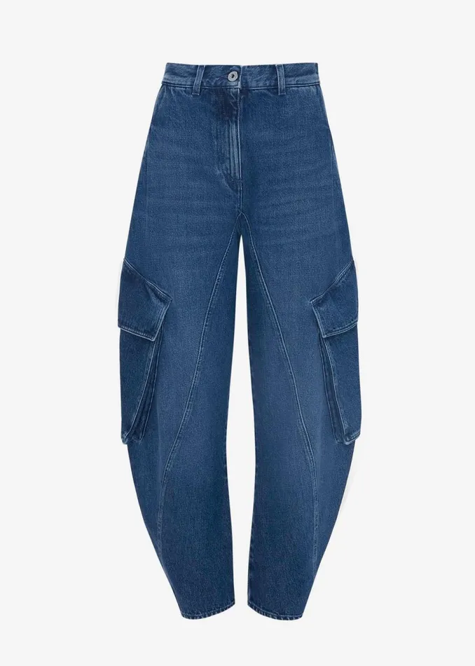 Women The Frankie Shop Bottoms JW Anderson Twisted Cargo Jeans Blue