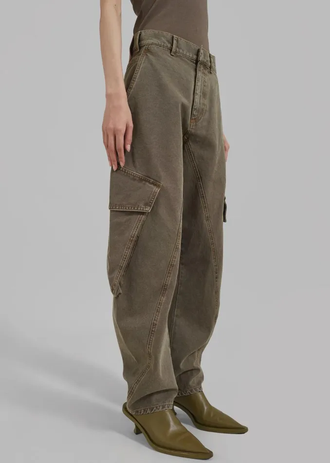 Women The Frankie Shop Bottoms JW Anderson Twisted Cargo Trousers Khaki
