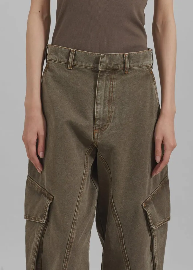 Women The Frankie Shop Bottoms JW Anderson Twisted Cargo Trousers Khaki