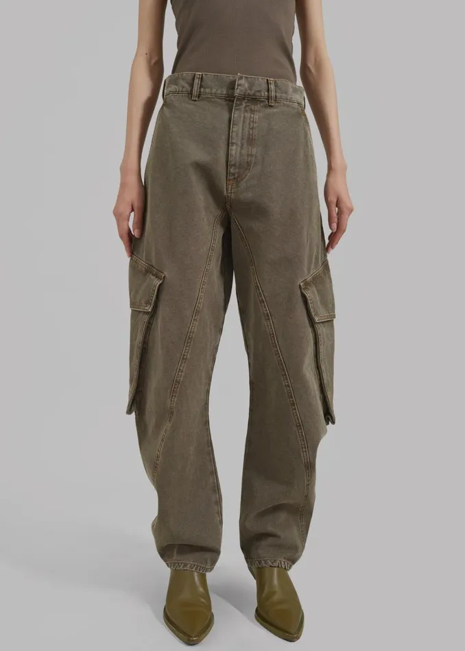 Women The Frankie Shop Bottoms JW Anderson Twisted Cargo Trousers Khaki