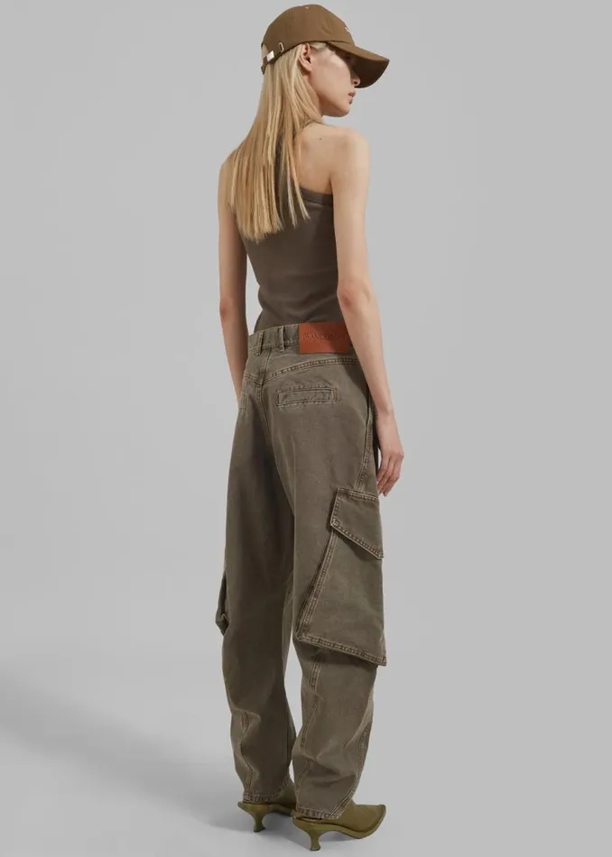 Women The Frankie Shop Bottoms JW Anderson Twisted Cargo Trousers Khaki
