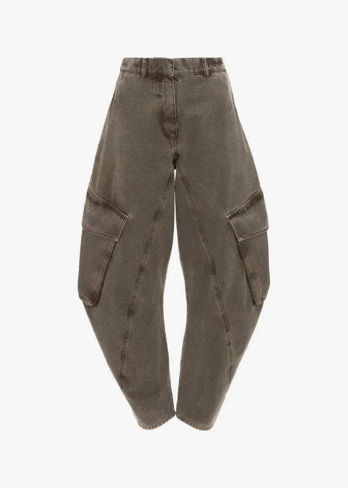 Women The Frankie Shop Bottoms JW Anderson Twisted Cargo Trousers Khaki