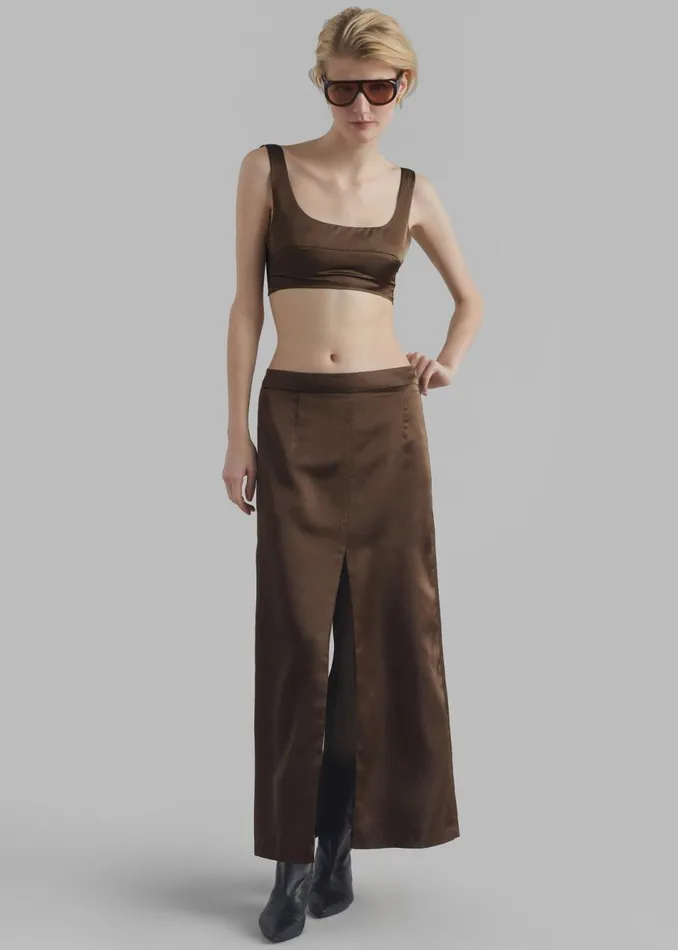 Women The Frankie Shop Bottoms Kacey Satin Skirt Brown