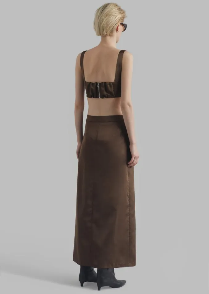 Women The Frankie Shop Bottoms Kacey Satin Skirt Brown