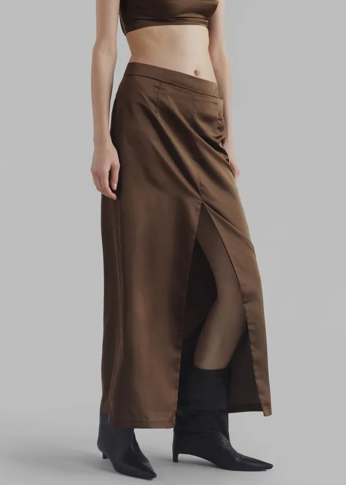 Women The Frankie Shop Bottoms Kacey Satin Skirt Brown
