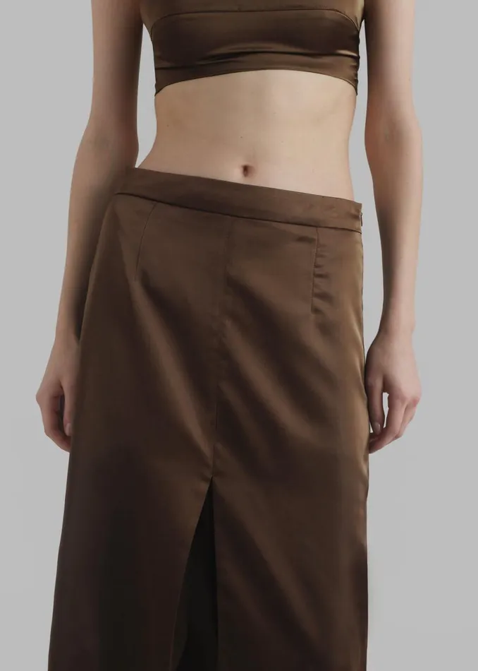 Women The Frankie Shop Bottoms Kacey Satin Skirt Brown
