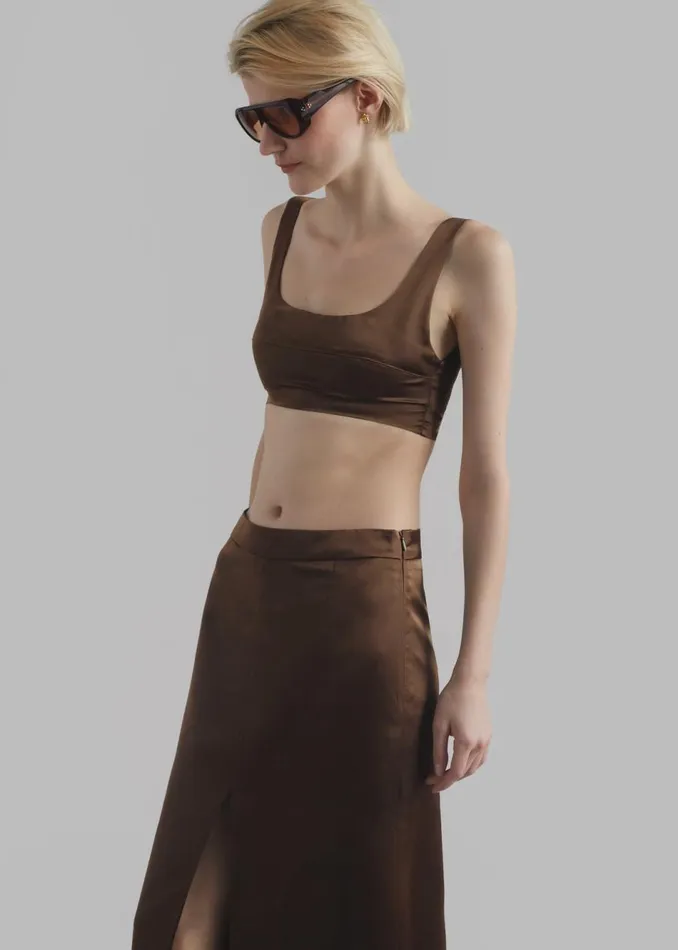 Women The Frankie Shop Bottoms Kacey Satin Skirt Brown