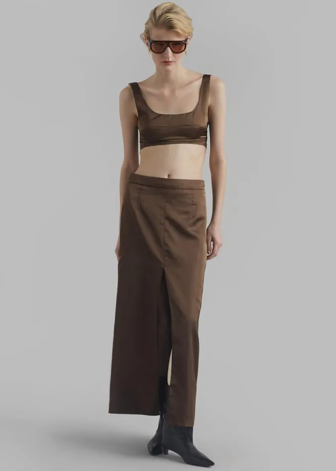 Women The Frankie Shop Bottoms Kacey Satin Skirt Brown