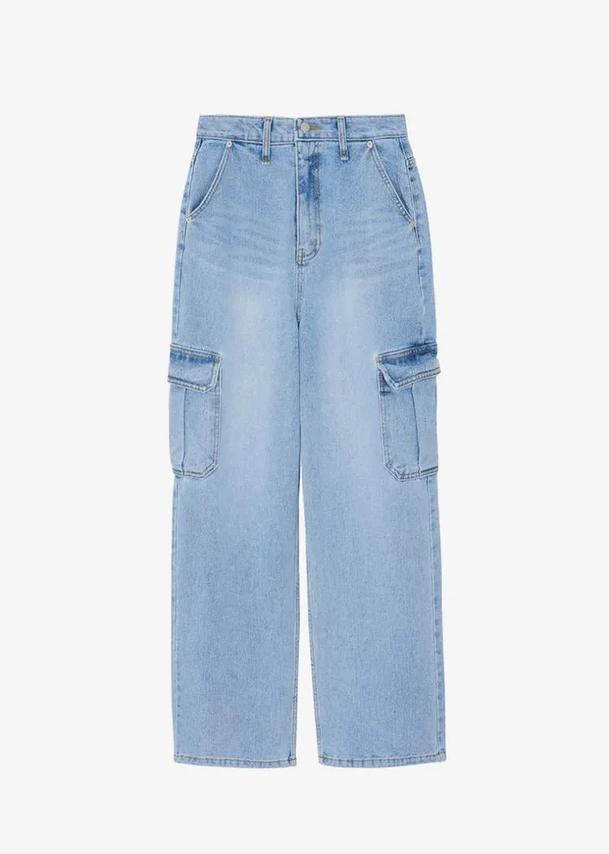 Women The Frankie Shop Bottoms Kai Cargo Denim Pants Worn Wash