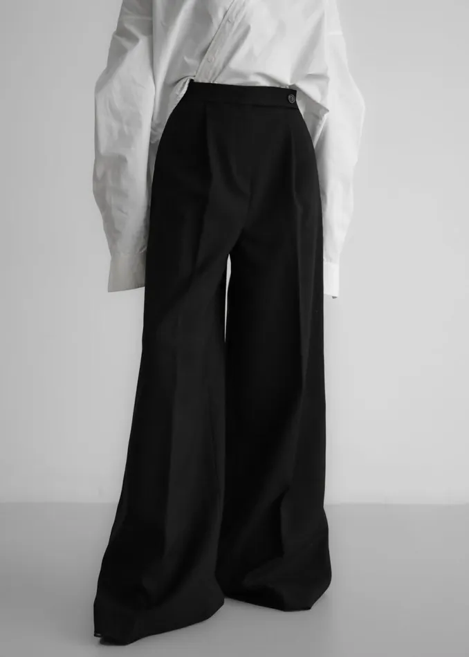 Women The Frankie Shop Bottoms Kamila Wide Leg Trousers Black