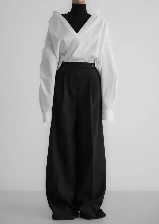 Women The Frankie Shop Bottoms Kamila Wide Leg Trousers Black