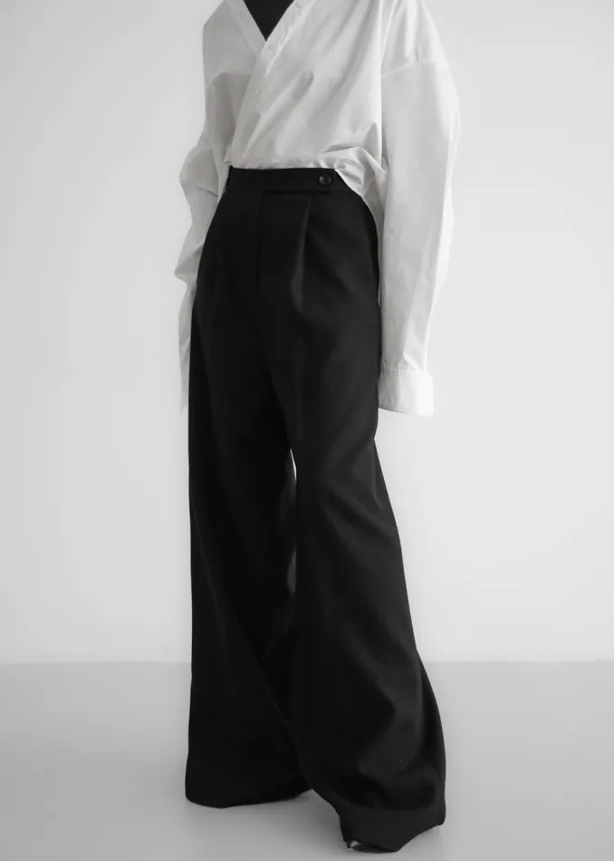 Women The Frankie Shop Bottoms Kamila Wide Leg Trousers Black