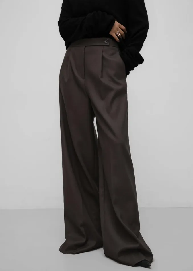 Women The Frankie Shop Bottoms Kamila Wide Leg Trousers Brown