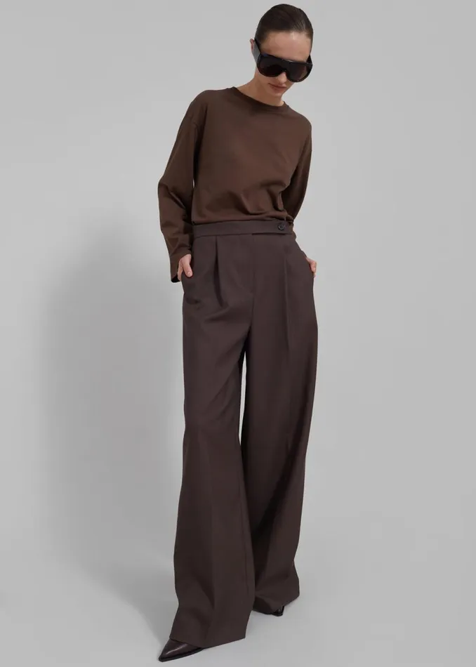 Women The Frankie Shop Bottoms Kamila Wide Leg Trousers Brown