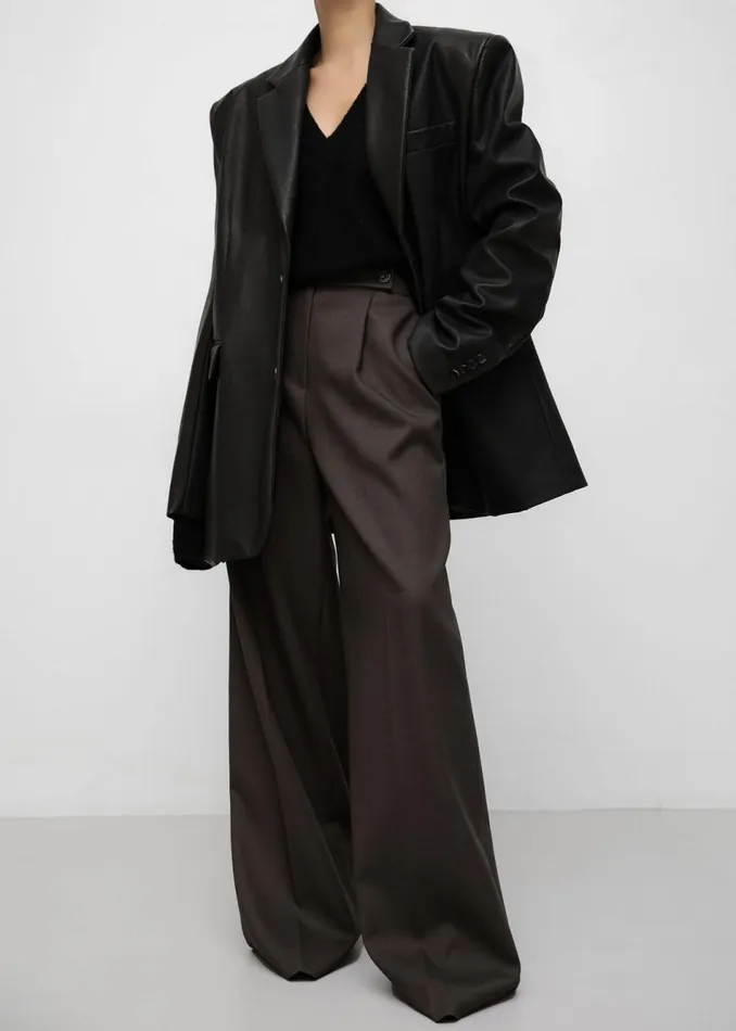 Women The Frankie Shop Bottoms Kamila Wide Leg Trousers Brown