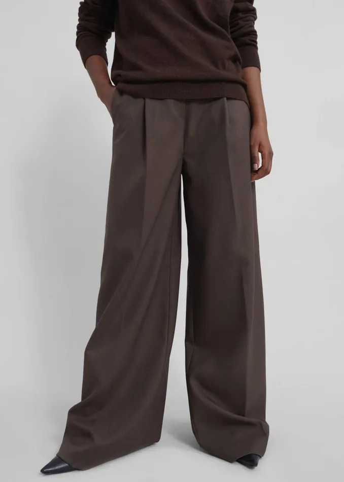 Women The Frankie Shop Bottoms Kamila Wide Leg Trousers Brown