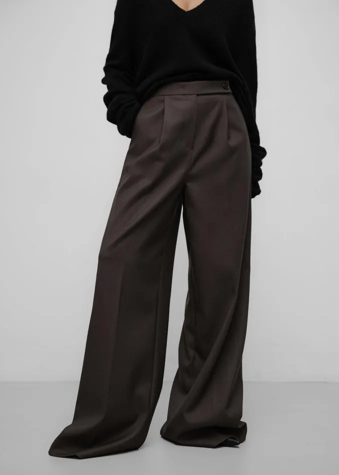 Women The Frankie Shop Bottoms Kamila Wide Leg Trousers Brown
