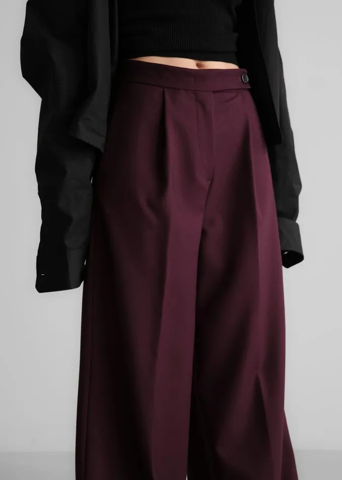 Women The Frankie Shop Bottoms Kamila Wide Leg Trousers Burgundy