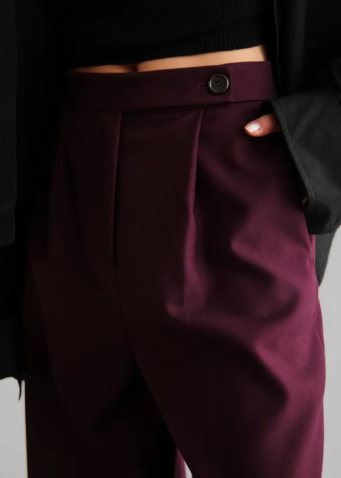 Women The Frankie Shop Bottoms Kamila Wide Leg Trousers Burgundy