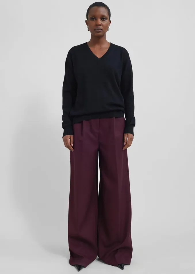 Women The Frankie Shop Bottoms Kamila Wide Leg Trousers Burgundy