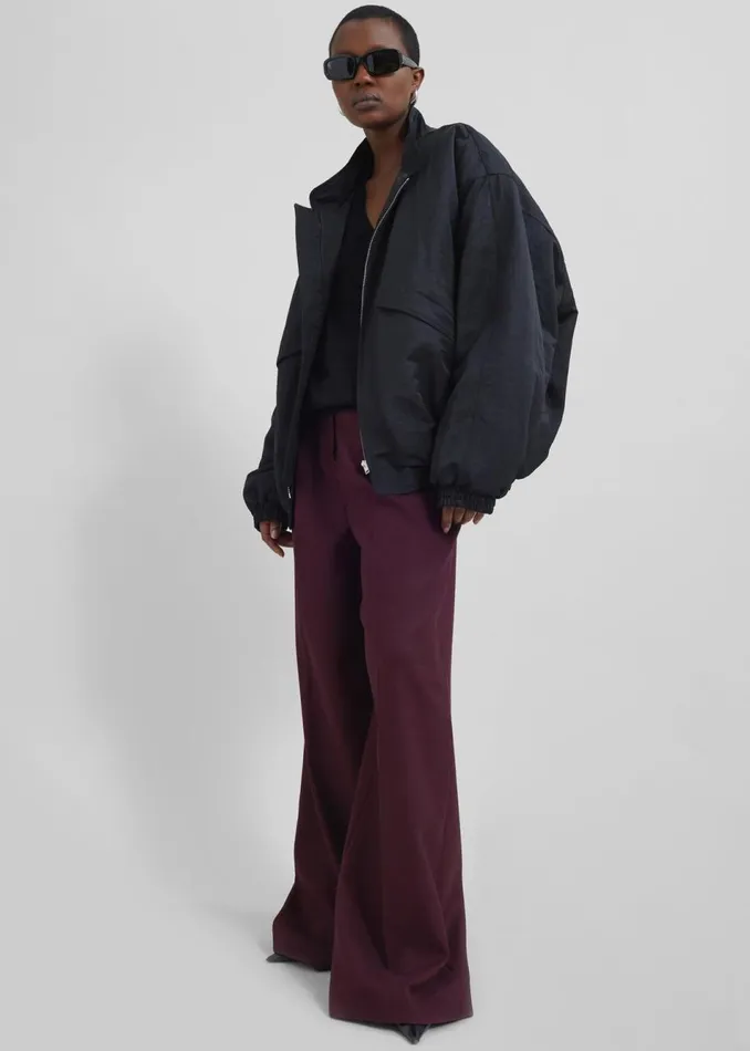 Women The Frankie Shop Bottoms Kamila Wide Leg Trousers Burgundy