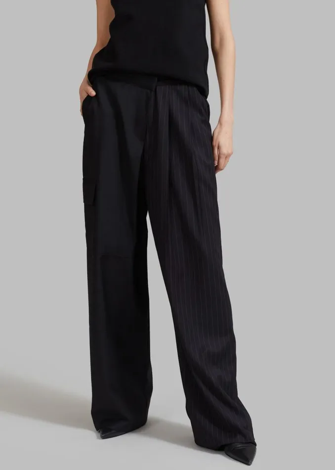 Women The Frankie Shop Bottoms Karsyn Contrast Pinstripe Pants Black