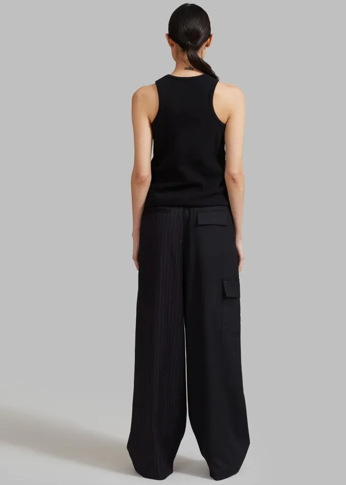 Women The Frankie Shop Bottoms Karsyn Contrast Pinstripe Pants Black