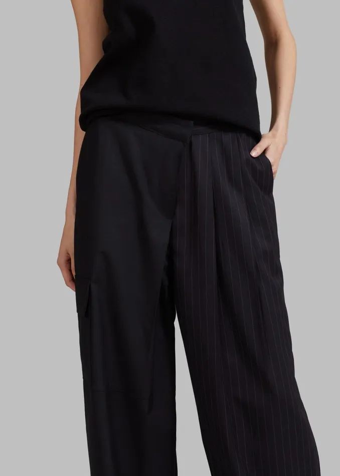 Women The Frankie Shop Bottoms Karsyn Contrast Pinstripe Pants Black