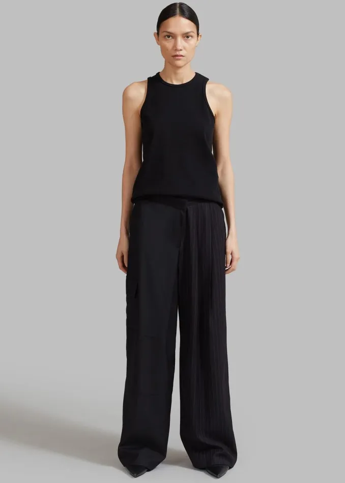 Women The Frankie Shop Bottoms Karsyn Contrast Pinstripe Pants Black
