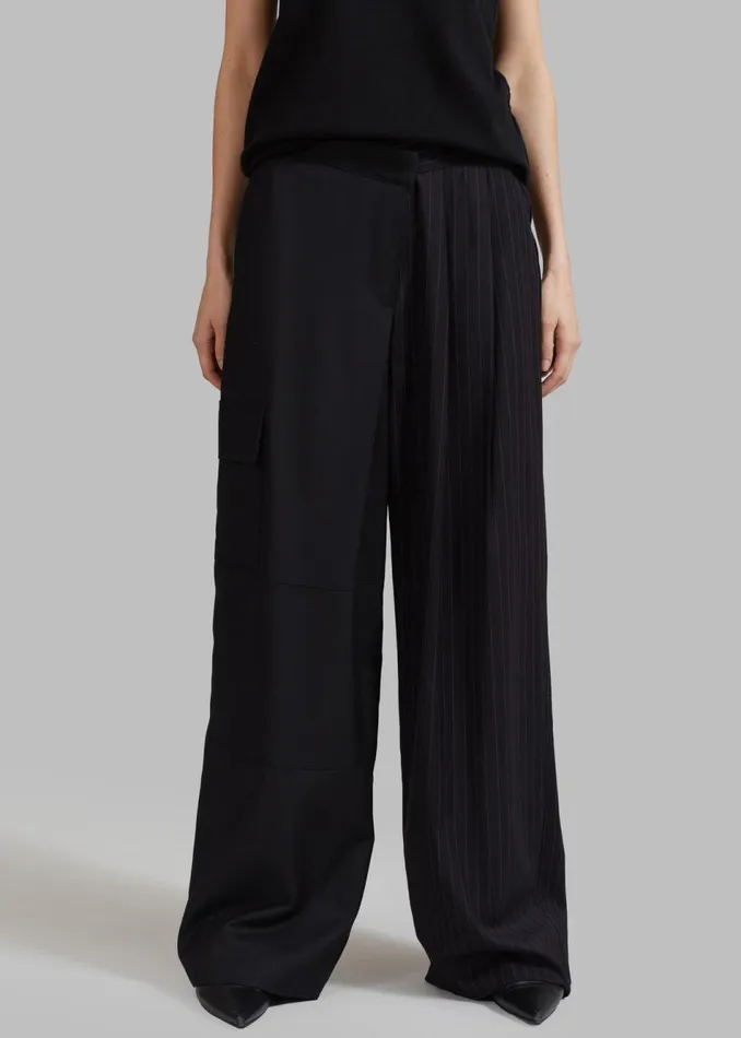 Women The Frankie Shop Bottoms Karsyn Contrast Pinstripe Pants Black