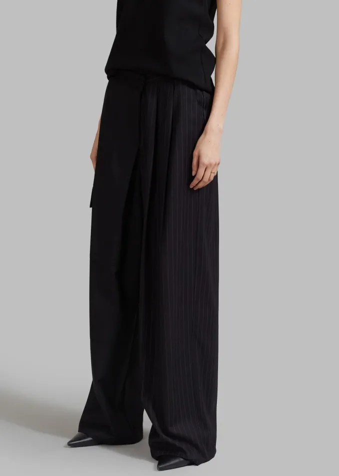 Women The Frankie Shop Bottoms Karsyn Contrast Pinstripe Pants Black