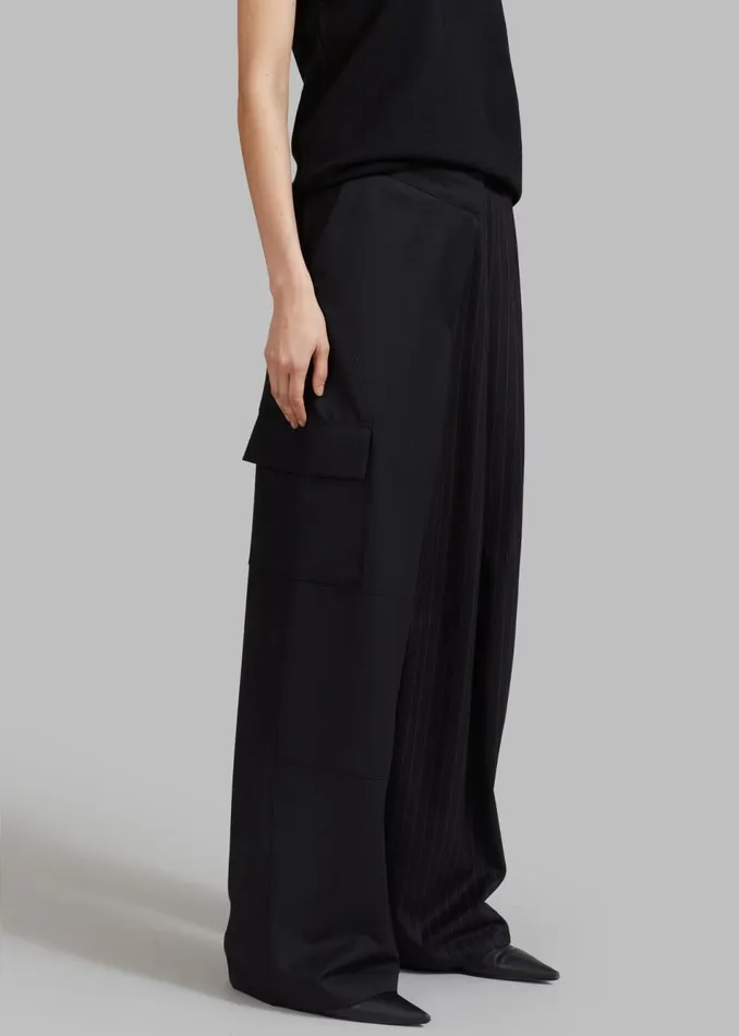 Women The Frankie Shop Bottoms Karsyn Contrast Pinstripe Pants Black