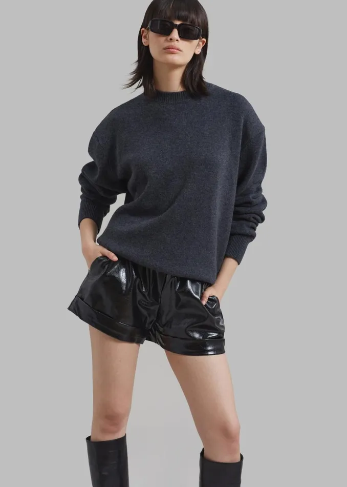 Women The Frankie Shop Bottoms Kassy Faux Leather Shorts Black