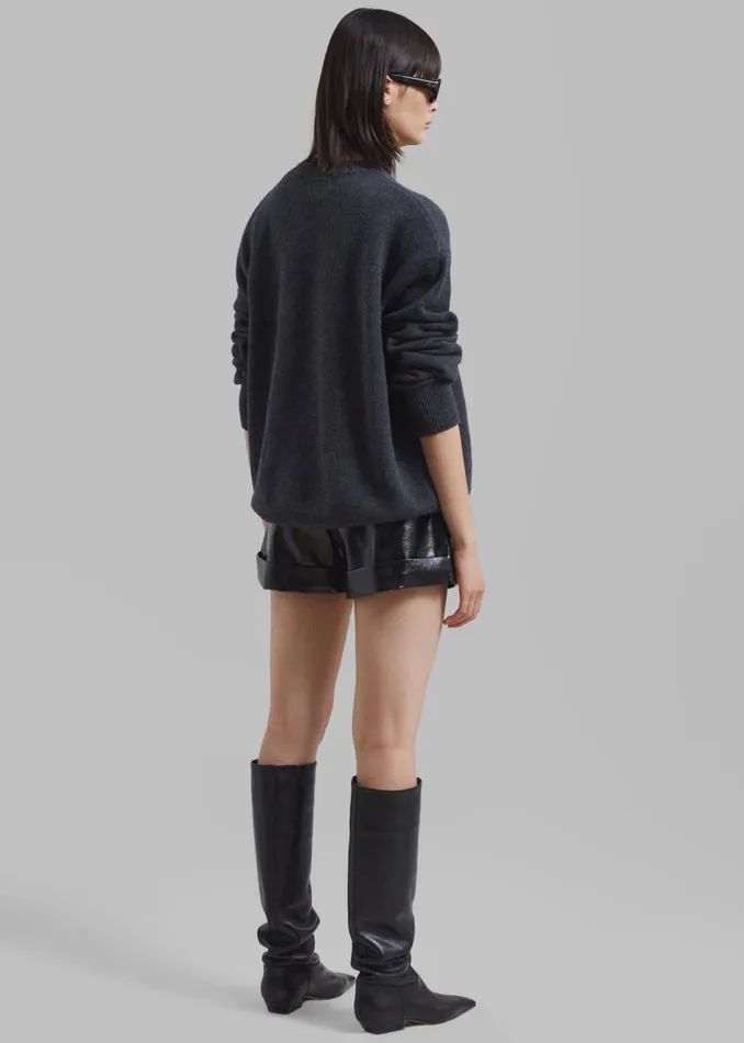 Women The Frankie Shop Bottoms Kassy Faux Leather Shorts Black