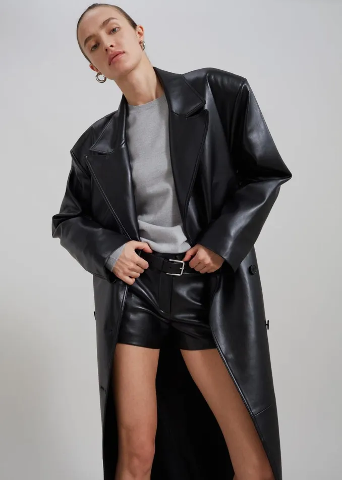 Women The Frankie Shop Bottoms Kate Faux Leather Shorts Black