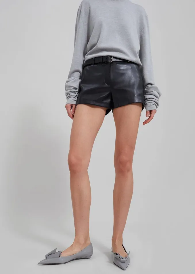 Women The Frankie Shop Bottoms Kate Faux Leather Shorts Black