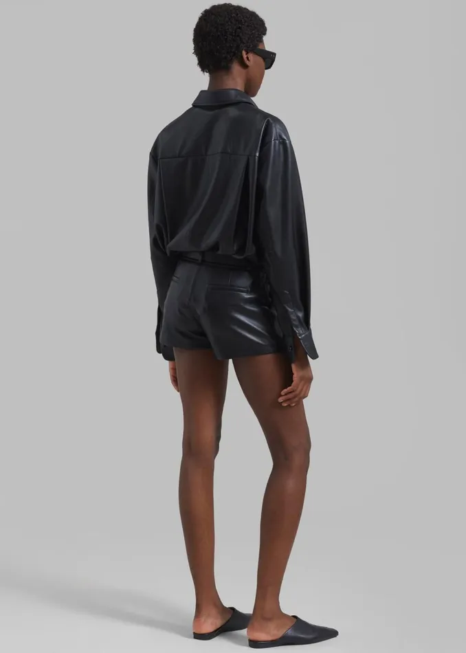 Women The Frankie Shop Bottoms Kate Faux Leather Shorts Black