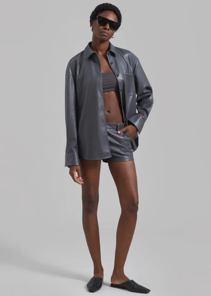 Women The Frankie Shop Bottoms Kate Faux Leather Shorts Grey