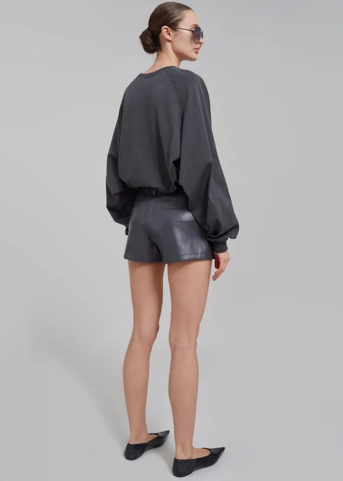 Women The Frankie Shop Bottoms Kate Faux Leather Shorts Grey