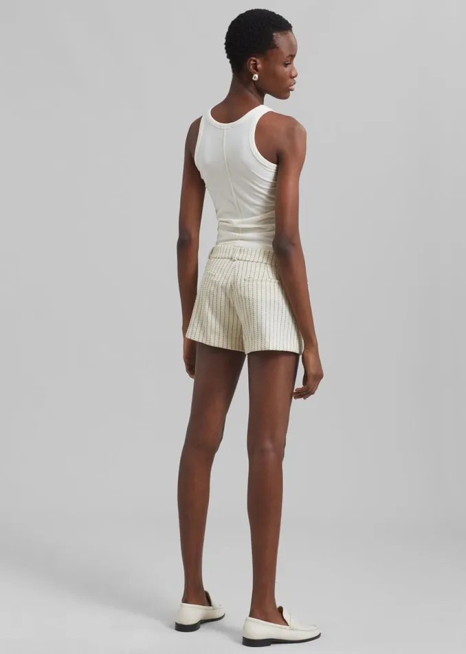 Women The Frankie Shop Bottoms Kate Twill Mini Shorts Light Beigeblack Pinstripe