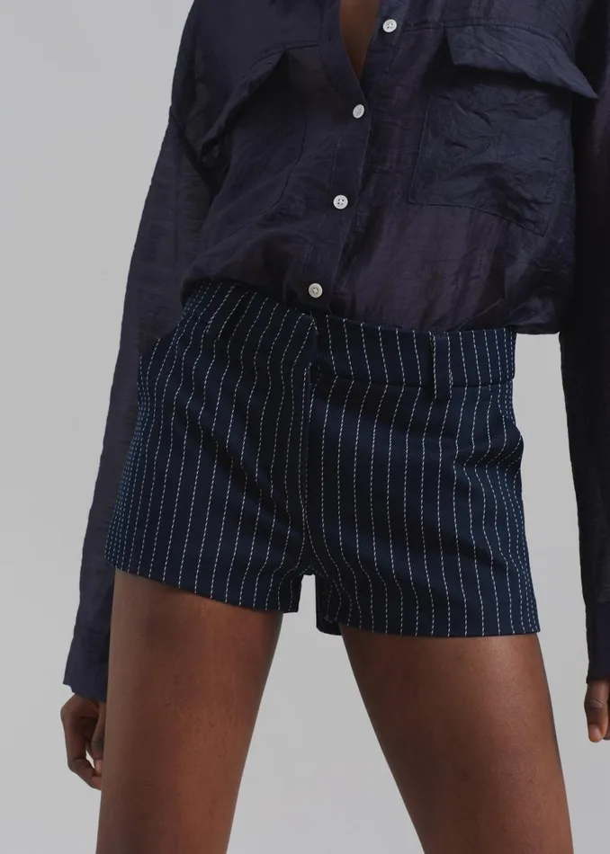 Women The Frankie Shop Bottoms Kate Twill Mini Shorts Navywhite Pinstripe