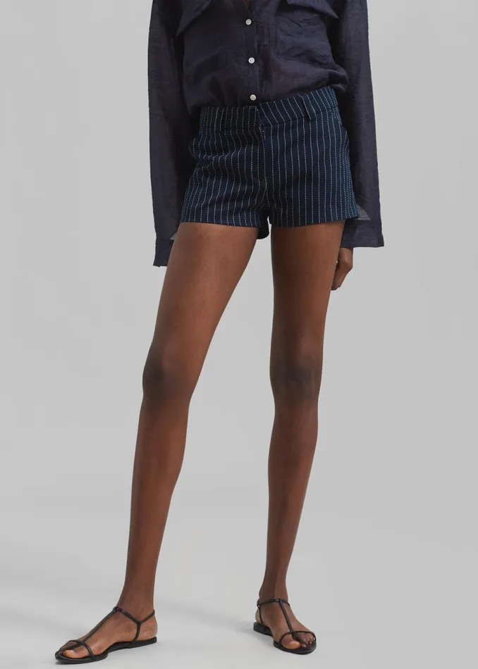 Women The Frankie Shop Bottoms Kate Twill Mini Shorts Navywhite Pinstripe