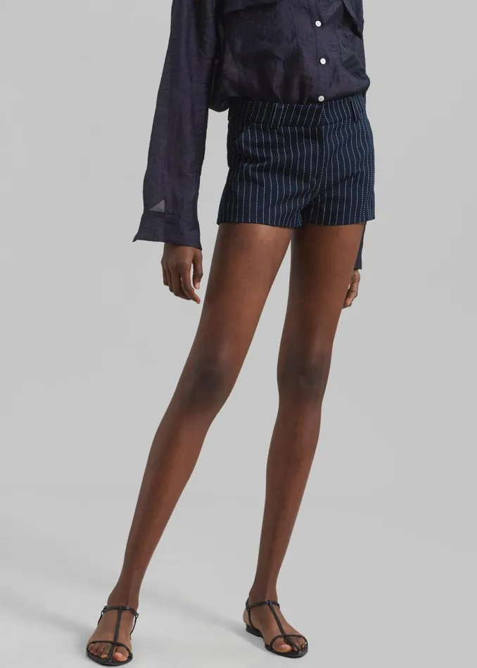 Women The Frankie Shop Bottoms Kate Twill Mini Shorts Navywhite Pinstripe