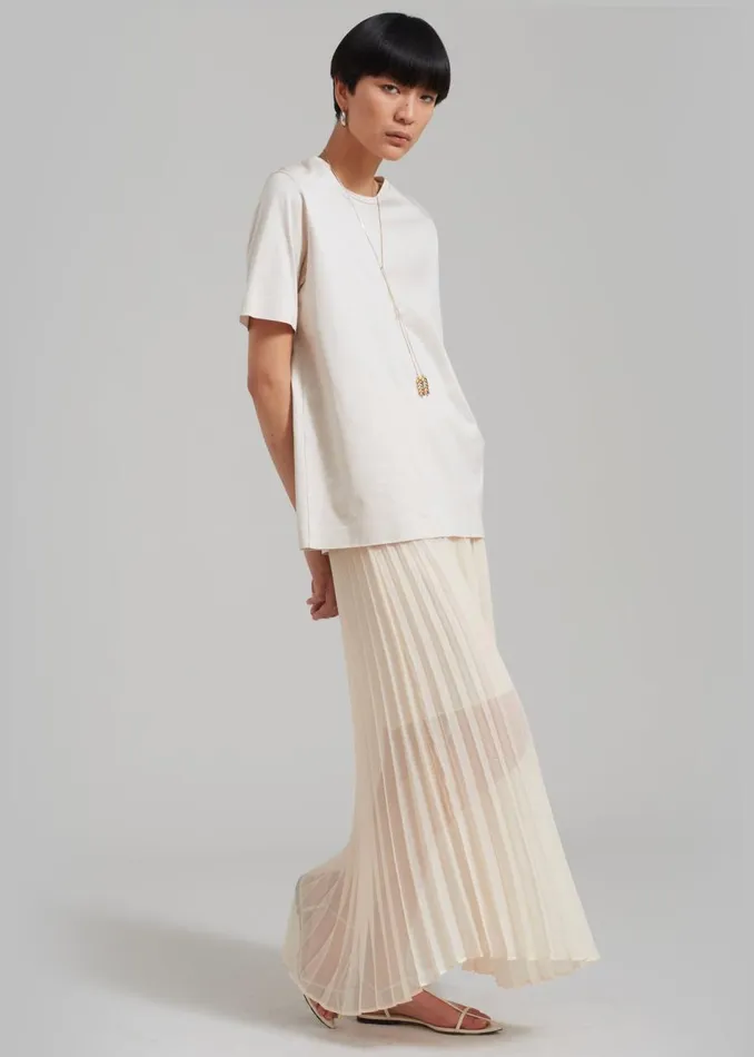 Women The Frankie Shop Bottoms Kaya Pleated Maxi Skirt Beige